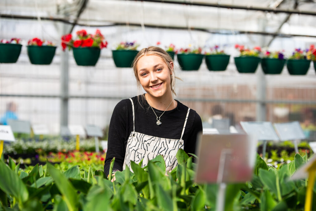 CETC agriscience student setting up for annual plant sale